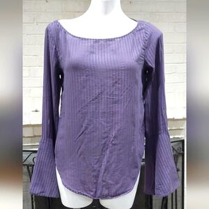 Cloth & Stone Purple Striped Bell Sleeve Blouse Top Women's Size XS